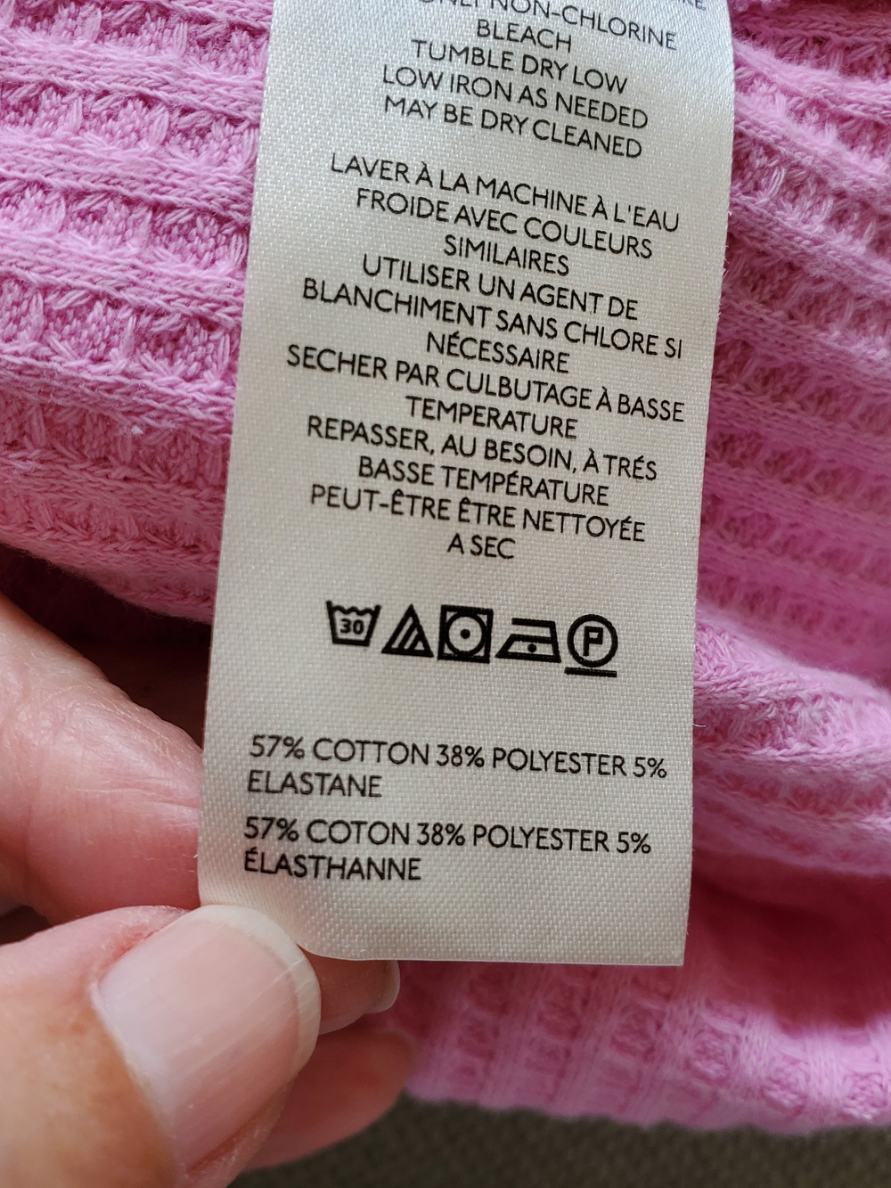 We The Free Pink Waffle Knit Oversized  V-Neck Women’s Top.  Size Large - Picture 7 of 7